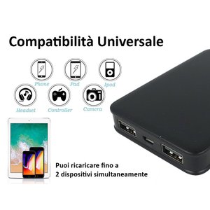 * Presa * batteria al litio esterna portatile portatile 5000mAh colore nero con 2 USB 5V 2.1A SKU-8193 elettronica/ - Product Image 4
