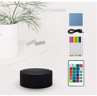 Tableau blanc LED 3D en acrylique avec base noire, 16 couleurs, télécommande, éclairage créatif, veilleuse LED avec éclairage intelligent pour la maison