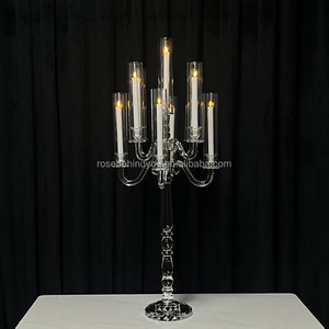 Usine en gros <span class=keywords><strong>pas</strong></span> <span class=keywords><strong>cher</strong></span> 3 pièces ensemble clair cristal ombre <span class=keywords><strong>bougeoir</strong></span> pour centres de table de mariage - Product Image 5