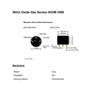เซ็นเซอร์ตรวจจับก๊าซไนตริกออกไซด์ Membrapor รุ่น NO/M-1000 ช่วงการวัด 0-1000 ppm แบบอิเล็กโทรเคมี ตัวเรือนขนาดเล็ก สำหรับการตรวจสอบสภาพแวดล้อม - Product Image 4