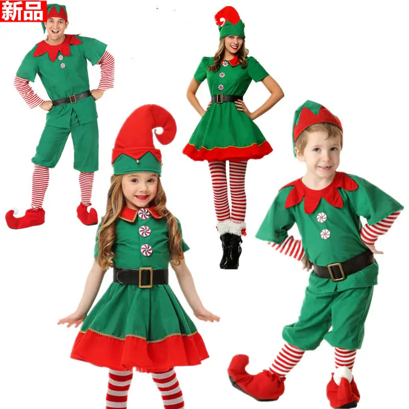 Noel kostümleri çocuk erkek kız elf noel kostümleri cosplay dans parti noel akşam aile ve çocuk için