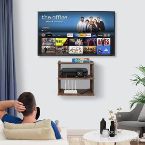 Wooden Wall Mounted Projector <b>Shelf</b> 3 Tier Router Storage <b>Rack</b> For Living Room Desktop Organization - Product Image 3