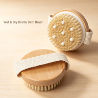 Brosse corporelle exfoliante premium en bois avec nœuds de massage, brosse de bain exfoliante pour la peau, brosse de douche à main avec sangle