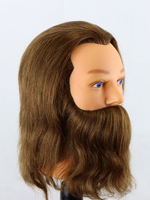 Tête d'entraînement réaliste pour barbier avec barbe, 100% cheveux humains pour la pratique de la coupe, du rasage et du coiffage masculin