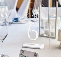 Numéros de table modernes en acrylique transparent, écologiques, imprimés UV, en forme d'arche, pour mariages, avec support de signalisation pour table