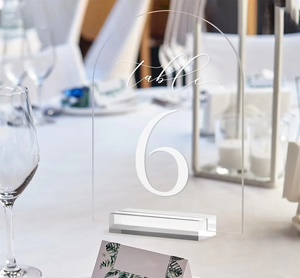 Hiện đại trong suốt <span class=keywords><strong>Acrylic</strong></span> đứng vòm hình Bảng số cho đám cưới trong suốt bảng Top dấu hiệu đứng - Product Image 3