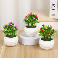 Vente en gros pour fabricants : Pot de fleurs artificielles créatif avec petites roses solides 'Sept étoiles' et plantes vertes, pour la remise des diplômes et la fête des Mères