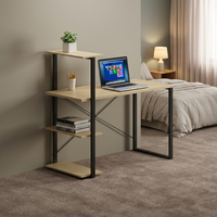 Table de travail en métal fonctionnelle moderne avec étagères latérales à 4 niveaux pour la maison, le bureau, l'appartement, l'auberge
