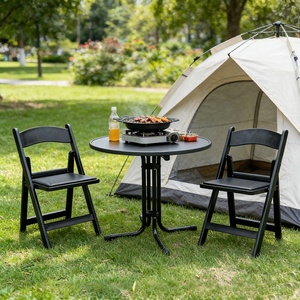 Ensemble <span class=keywords><strong>de</strong></span> meubles <span class=keywords><strong>de</strong></span> <span class=keywords><strong>jardin</strong></span> modernes pour terrasse, patio, appartement, <span class=keywords><strong>table</strong></span> <span class=keywords><strong>ronde</strong></span> et deux chaises pliantes <span class=keywords><strong>en</strong></span> résine - Product Image 5