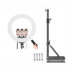 Lámpara Fotográfica de Montaje en Pared o Techo, Anillo de Luz LED de 18 Pulgadas con Base Triangular para Salón de Belleza, Barbería, Maquillaje, Estudio de Tatuajes - Product Image 2