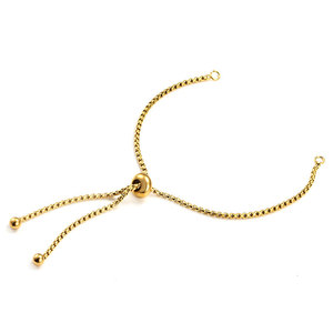 Bracelet chaîne ronde réglable en acier inoxydable 304 plaqué PVD 18 carats avec extrémité à billes et longueur de 12 cm |   Design de bijoux tendance pour femmes - Product Image 4