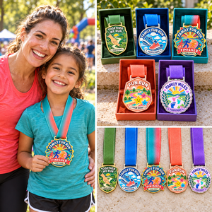 Marathon & Running Medals Custom Family Fun Run Five Design Medal Collection with Ribbon OEM ODM - Product Image 3