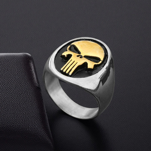 Großhandel Mode Personalisierter Herrenring aus Edelstahl mit Totenkopf, Punk-Stil <span class=keywords><strong>Punisher</strong></span> Fahrrad Geisterkopf Gothic Ring Schmuck - Product Image 1