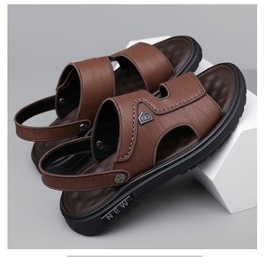 Sandales de plage d'été pour hommes, légères, confortables, respirantes, à semelle épaisse, antidérapantes, à porter de deux façons, tongs - Product Image 4