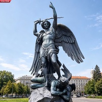 Estatua YOUFINE de San Miguel Arcángel en Bronce, Tamaño Real, Escultura para Decoración de Iglesias y Cementerios
