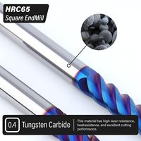 Fraise à queue CNC en carbure de tungstène 8 mm, revêtement Nano Bleu, micro-grain, à une dent |   Longueur de coupe effective de 12 mm