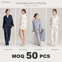 Ensemble deux pièces blanc aspect satiné pour femme, col cranté, manches longues, vêtements de détente, imprimé visage abstrait, vente en gros OEM, faible MOQ