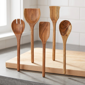 Cucharas de Madera Hechas a Mano al por Mayor, Aptas para Alimentos, Lacadas, Utensilios de Cocina para Servir, Precios Competitivos al por Mayor - Product Image 1