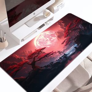 Alfombrilla de ratón de juego <span class=keywords><strong>grande</strong></span> con paisaje rojo personalizado, alfombrilla de ratón con suela de goma antideslizante, alfombrilla de escritorio para teclado con borde cosido, alfombrilla de ratón de oficina súper genial - Product Image 6