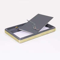 Plateaux de présentation de bijoux empilables de luxe en cuir PU pour bagues, boucles d'oreilles, bracelets et colliers