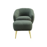 Modernes Sektional-Sofa in Olivgrün mit Bouclé-Stoff und Hocker, Wohnzimmermöbel