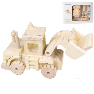 Juego de ensamblaje de coches de ingeniería para niños, modelo 3d, bloques de construcción, camión de descarga, rompecabezas de madera sólida, juguete de pintura DIY para niños - Product Image 1