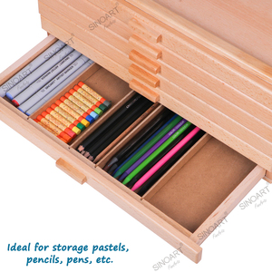 Caja de madera para artistas, 6 cajones, 40Wx24.5Dx18Hcm, almacenamiento para estudios de arte - Product Image 3