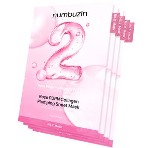 Masque repulpant au collagène PDRN et à l'extrait de rose n°2 (5 pièces) - Rajeunissement et hydratation de la peau pour les teints ternes et fatigués - Product Image 1