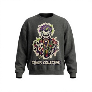 เสื้อสเวตเชิ้ตคอกลมพิมพ์ลาย Chaos Collective Joker สำหรับผู้ชาย สไตล์ลำลอง ทรงปกติ ผ้าถักคอตตอน เหมาะสำหรับฤดูใบไม้ร่วง สตรีทแวร์ - Product Image 1
