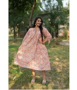 Moderno para todas las estaciones, vestido tejido de algodón orgánico de retazos ecológico, ligero, suave, Vintage, elegante, informal, comodidad diaria - Product Image 3