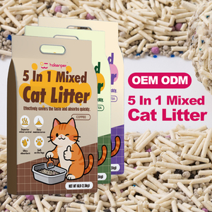Amostras Grátis Atacado de Areia Sanitária para Gatos de Marca Branca, Mista de Tofu e Bentonita, Dupla Composição com Baixa Tração e Não Adesiva - Product Image 1