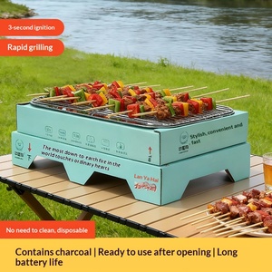 Barbecue au charbon de bois jetable en acier inoxydable Houmu, sans fumée, portable, pour la maison et le camping, utilisation intérieure et extérieure, 3-5 personnes - Product Image 1