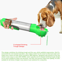 Comedero Portátil para Mascotas con Batería, Botella de 500 ml, Recipiente para Almacenamiento de Alimentos, Recogedor de Excrementos para Perros, Gatos y Animales Pequeños, Plástico Verde, Automático