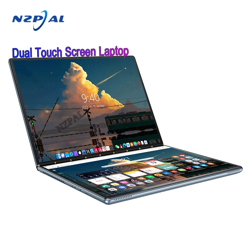13.5 pouces 2 en 1 double écran tactile ordinateur portable Intel N100 16GB RAM DDR5 Win11 Mini ordinateurs portables à écran tactile