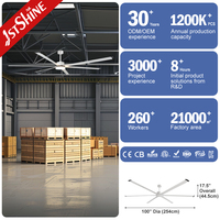 Ventilateur de plafond industriel 1stshine 100 pouces à 6 pales métalliques, grand modèle, compatible TUYA Wifi Alexa Google, moteur silencieux, avec lumière