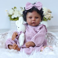 Poupée Reborn Afro-Américaine Noire de 19 Pouces, Peau Foncée Réaliste, Nouveau-né, Bébé, Peinte à la Main, Effet Naturel, Cadeau de Collection