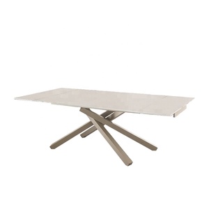 Tavolo da pranzo girevole allungabile minimalista moderno con lacca rettangolare <span class=keywords><strong>in</strong></span> <span class=keywords><strong>vetro</strong></span> Top <span class=keywords><strong>Design</strong></span> nuovo modello <span class=keywords><strong>di</strong></span> fabbrica vendere materiale <span class=keywords><strong>in</strong></span> acciaio - Product Image 2