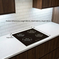Table de cuisson à induction électrique encastrable haute puissance 4 brûleurs 7000W, surface en verre cristal, commande tactile, économe en énergie, usage domestique