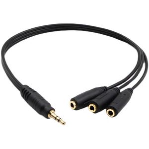 Cabo de Áudio Estéreo <span class=keywords><strong>DC</strong></span> <span class=keywords><strong>3.5mm</strong></span> Um-para-Três, Divisor de Fone de Ouvido com Condutores de Cobre Nu e Conectores Macho-Fêmea para Fones de Casal - Product Image 1