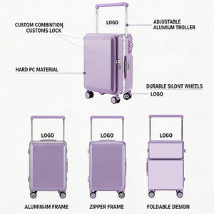 <span class=keywords><strong>Valigia</strong></span> Trolley Premium in PC con Apertura Frontale, Design con Asta Allungabile, 20/24/26 Pollici, Ampia Capacità, Bagaglio da Cabina - Product Image 2