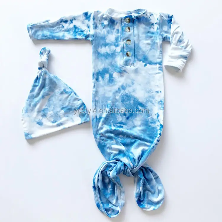Vêtements pour bébés Vente en gros Tie Dye Onesies Barboteuse Vêtements Nouveau-né Robe nouée Traverses en bambou Vêtements pour bébés