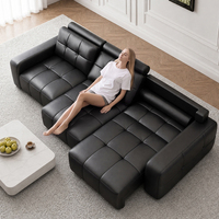 Canapé de salon moderne et élégant, trois places, en cuir véritable, inclinable électriquement, réglable, pivotant, télécommande, USB