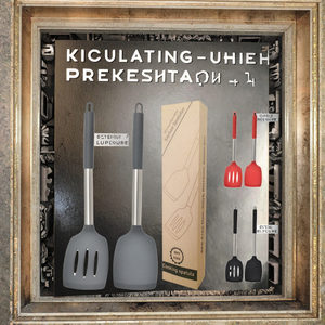 Ensemble de 2 ustensiles de cuisine en silicone Spatule en acier inoxydable Tourneuse à fente Passe au lave-vaisselle Ustensiles de cuisine ciblés - Product Image 3