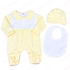 Ropa personalizada de bebé recién nacido traje de Navidad Picot Trim Pan Collar mameluco sombrero Baberos 100% algodón hogar niño Footie Pijamas - Product Image 5