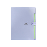 Carpeta de Archivo Expandible Tipo Acordeón con Tapa Dura Creativa de Plástico PP A4, Color Caramelo, con Botón y Diseño de Cara Sonriente, para Exámenes, Oficina y Escuela