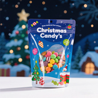 Sachet Doypack en plastique refermable avec fenêtre, imprimé sur mesure, pour emballage de Noël et du Nouvel An, pour aliments pour animaux, aliments pour bébés et bonbons