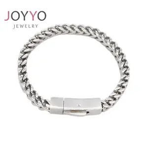 Lucidatura Steel Keel Man Chains Wristband 8MM argento acciaio inossidabile bracciale a catena di grano gioielli da uomo