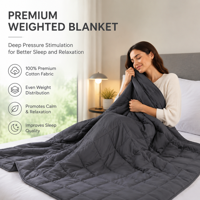 Factory Supply Weighted Blanket with Glass Beads Heavy Cotton Sensory Therapy Blanket for Adults Sleep OEM