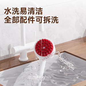 <b>Pet</b> Massage Bath <b>Brush</b> Gray Red TPR Dog Grooming Tool - Product Image 4