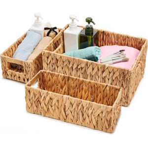 Premium Multifunctional Water Hyacinth <b>Rectangular</b> Storage <b>Basket</b> With Lid Eco Friendly Organizer Vietnam Manufacturer - Product Image 6